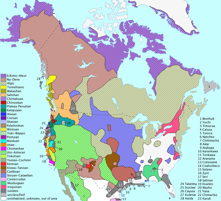 Map of native languages of North America